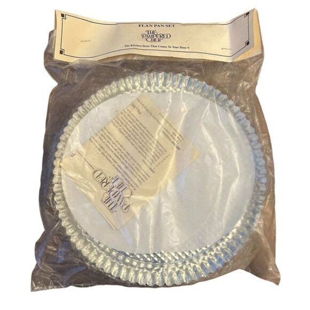 The Pampered Chef Flan Pan 10 inch 2 Flan Pan Set/Cake Tart/Pie New‎ Original